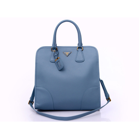 Prada Saffiano Calf Leather Tote Bag BN2254 in Light Blue