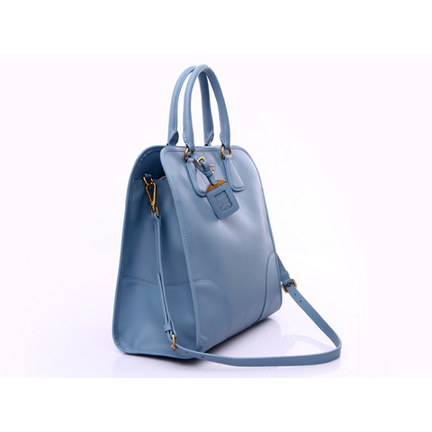 Prada Saffiano Calf Leather Tote Bag BN2254 in Light Blue