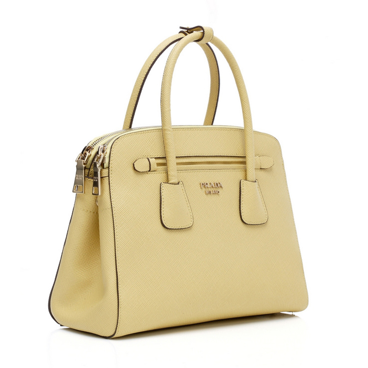 Prada Saffiano Cuir Leather Tote Bag 103358 in Apricot