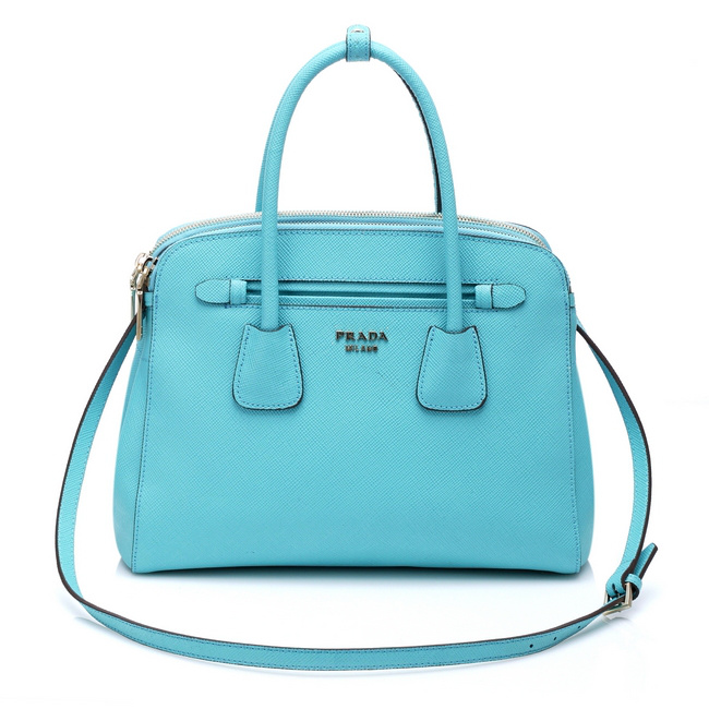 Prada Saffiano Cuir Leather Tote Bag 103358 in Light blue