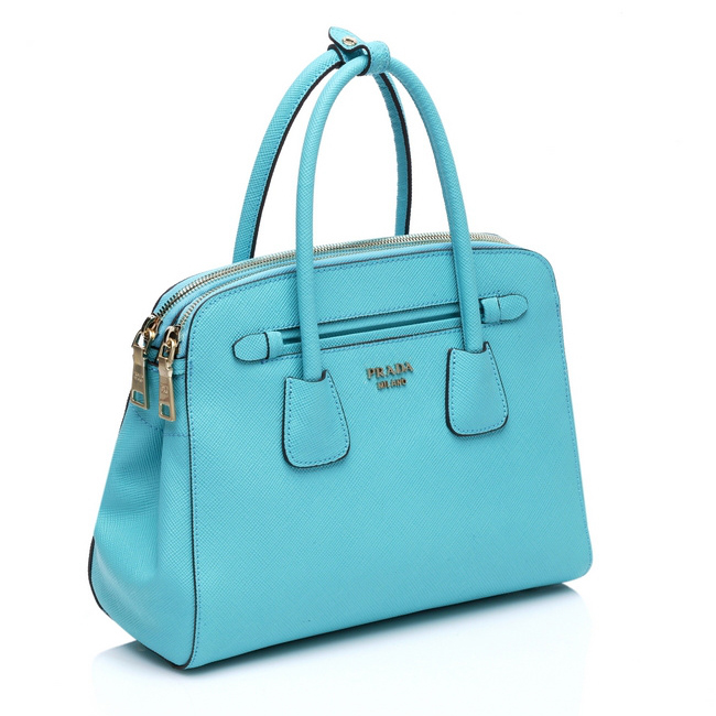 Prada Saffiano Cuir Leather Tote Bag 103358 in Light blue