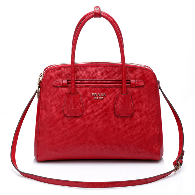 Prada Saffiano Cuir Leather Tote Bag 103358 in Red