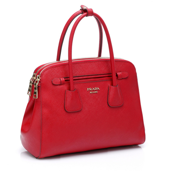 Prada Saffiano Cuir Leather Tote Bag 103358 in Red