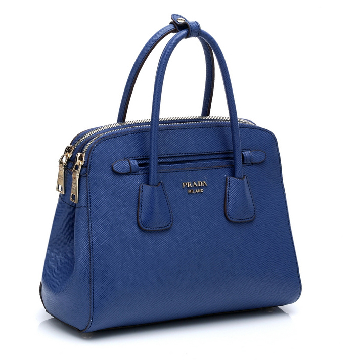 Prada Saffiano Cuir Leather Tote Bag 103358 in Royal blue