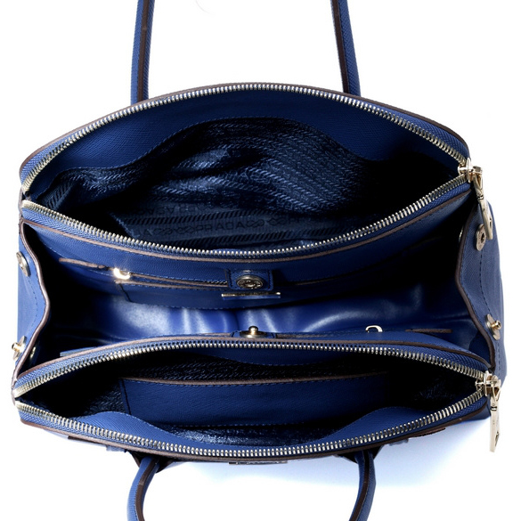 Prada Saffiano Cuir Leather Tote Bag 103358 in Royal blue