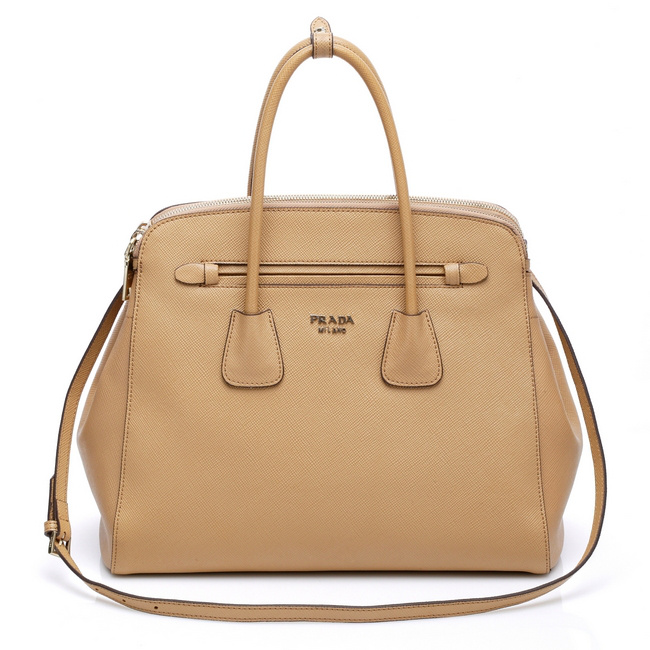 Prada Saffiano Cuir Leather Tote Bag 103359 in Apricot