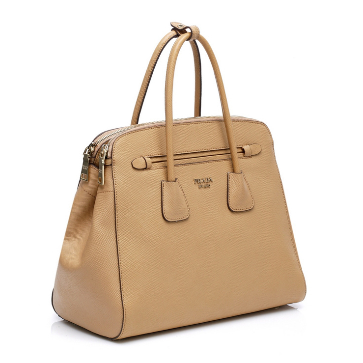 Prada Saffiano Cuir Leather Tote Bag 103359 in Apricot