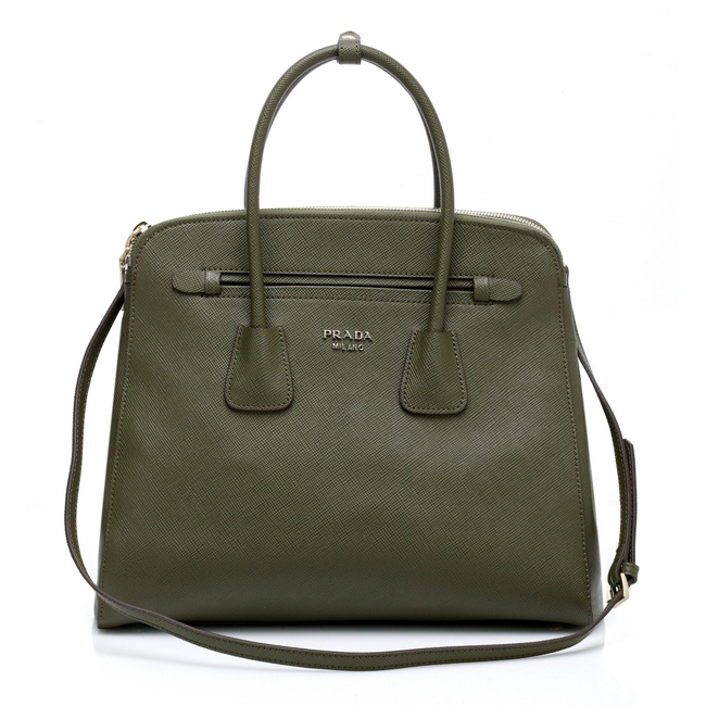 Prada Saffiano Cuir Leather Tote Bag 103359 in Green