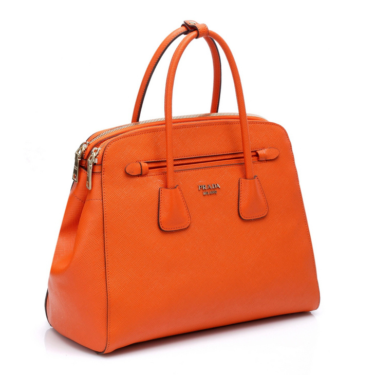 Prada Saffiano Cuir Leather Tote Bag 103359 in Orange