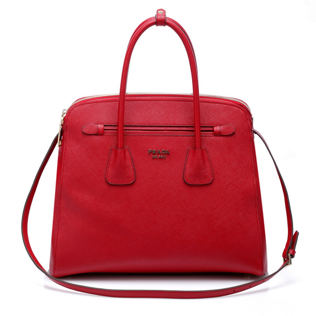 Prada Saffiano Cuir Leather Tote Bag 103359 in Red