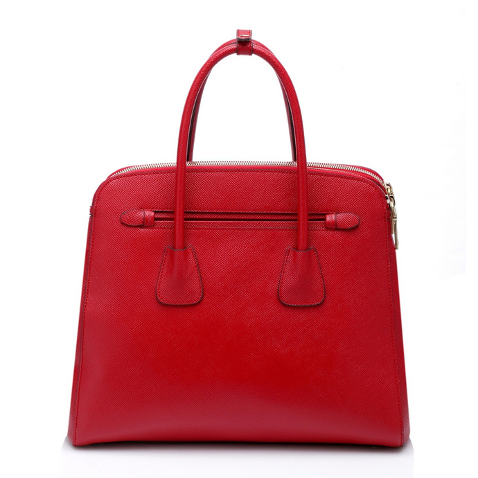 Prada Saffiano Cuir Leather Tote Bag 103359 in Red