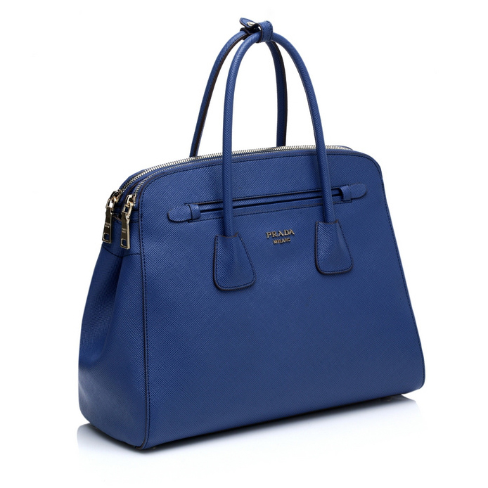 Prada Saffiano Cuir Leather Tote Bag 103359 in Royal blue