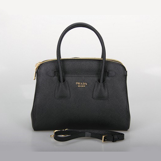 Prada Saffiano Cuir Leather Tote Bag 10337 in Black