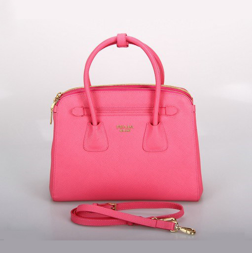 Prada Saffiano Cuir Leather Tote Bag 10337 in Bright rose