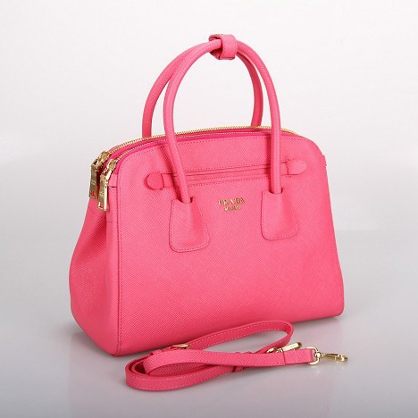 Prada Saffiano Cuir Leather Tote Bag 10337 in Bright rose