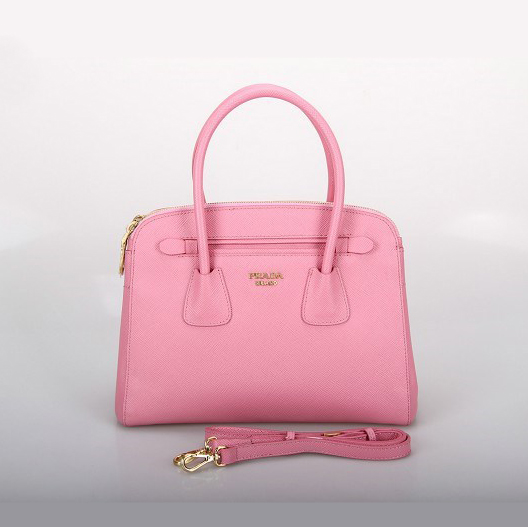 Prada Saffiano Cuir Leather Tote Bag 10337 in Cherry pink