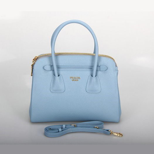 Prada Saffiano Cuir Leather Tote Bag 10337 in Light blue