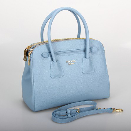 Prada Saffiano Cuir Leather Tote Bag 10337 in Light blue