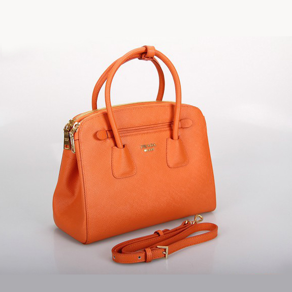 Prada Saffiano Cuir Leather Tote Bag 10337 in Orange