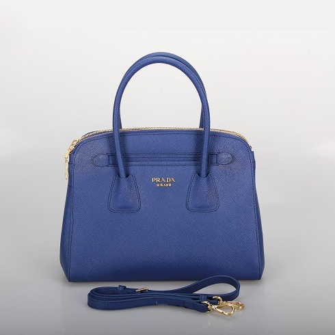 Prada Saffiano Cuir Leather Tote Bag 10337 in Royal blue