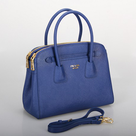 Prada Saffiano Cuir Leather Tote Bag 10337 in Royal blue