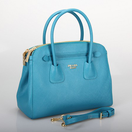 Prada Saffiano Cuir Leather Tote Bag 10337 in Skyblue