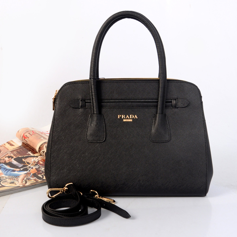 Prada Saffiano Cuir Leather Tote Bag BN2549 in Black