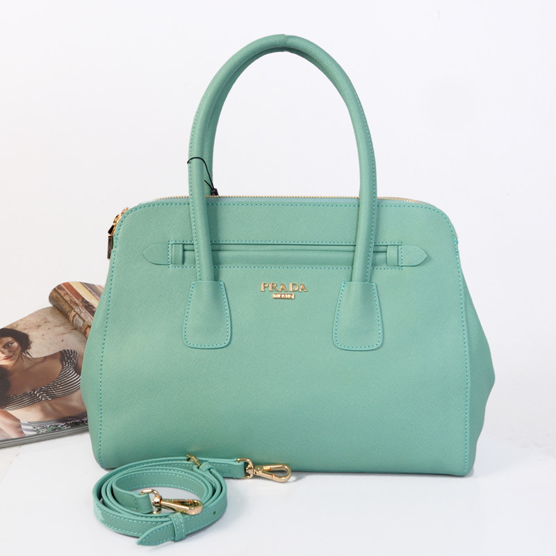 Prada Saffiano Cuir Leather Tote Bag BN2549 in Lake blue