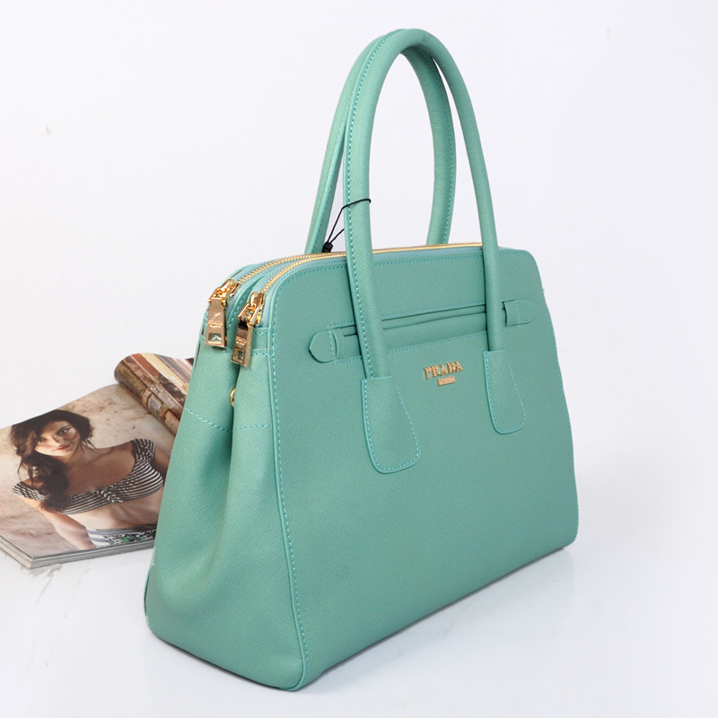 Prada Saffiano Cuir Leather Tote Bag BN2549 in Lake blue