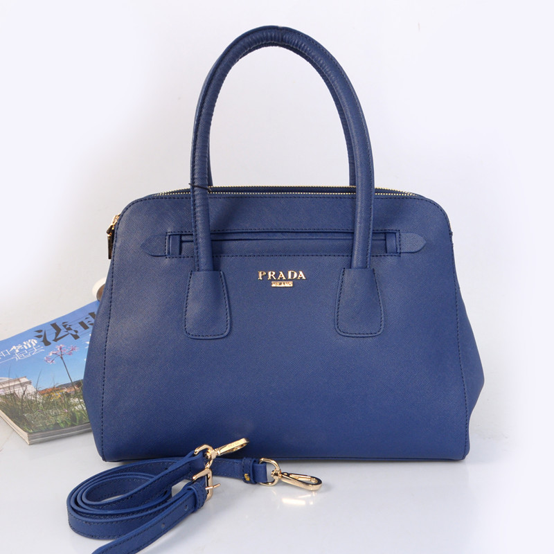 Prada Saffiano Cuir Leather Tote Bag BN2549 in Royal blue