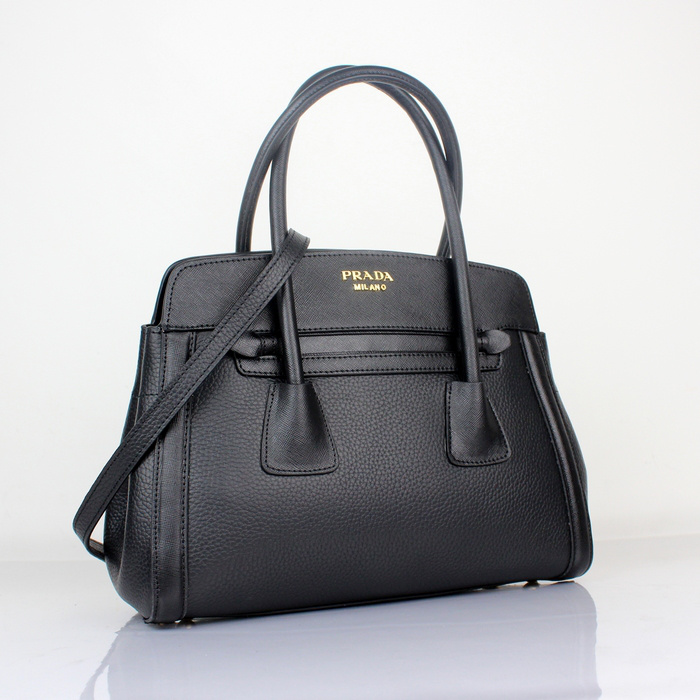 Prada Saffiano Cuir and City Calf Leather Tote Bag BN2602 in Black