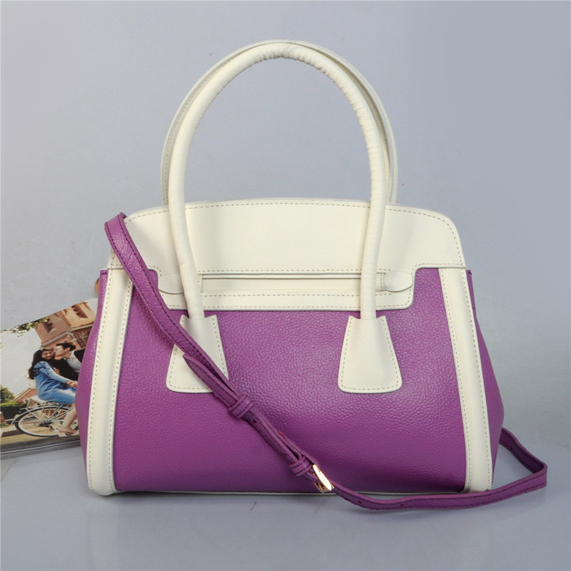 Prada Saffiano Cuir and City Calf Leather Tote Bag BN2602 in Light purple with White