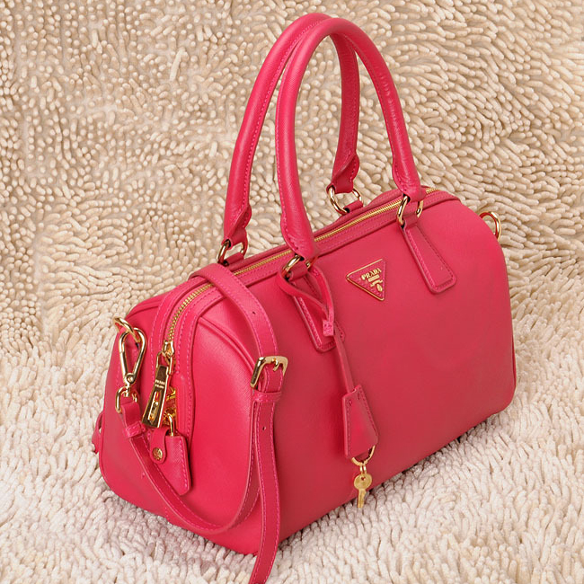 Prada Saffiano Leather Handbag BL0796 in Plum red