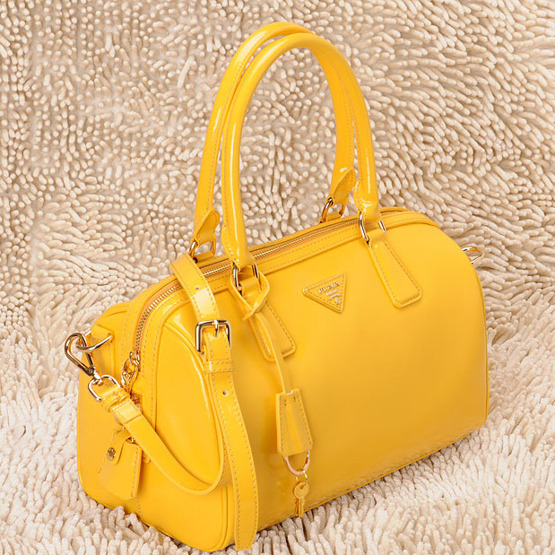 Prada Saffiano Leather Handbag BL0796 in Yellow