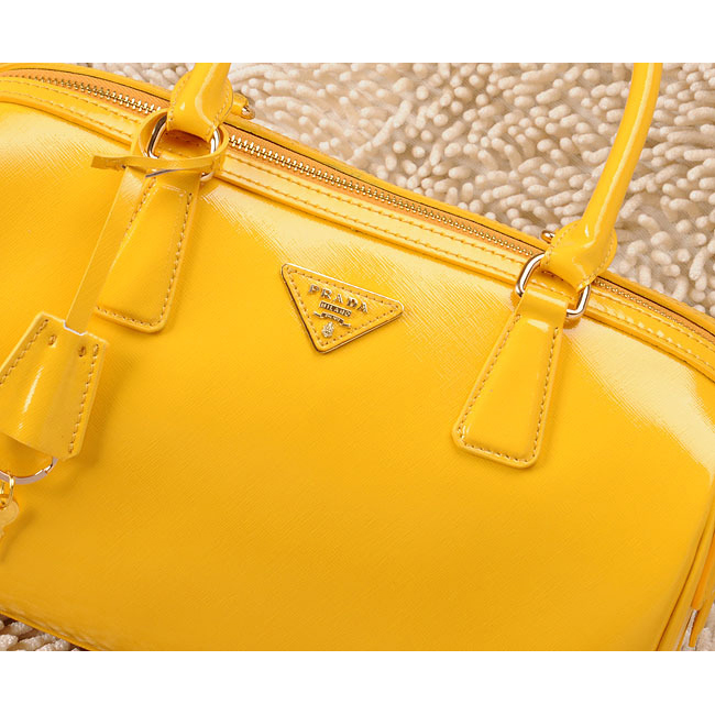 Prada Saffiano Leather Handbag BL0796 in Yellow