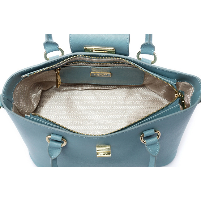 Prada Saffiano Leather Handbag BN2236 in Light Blue