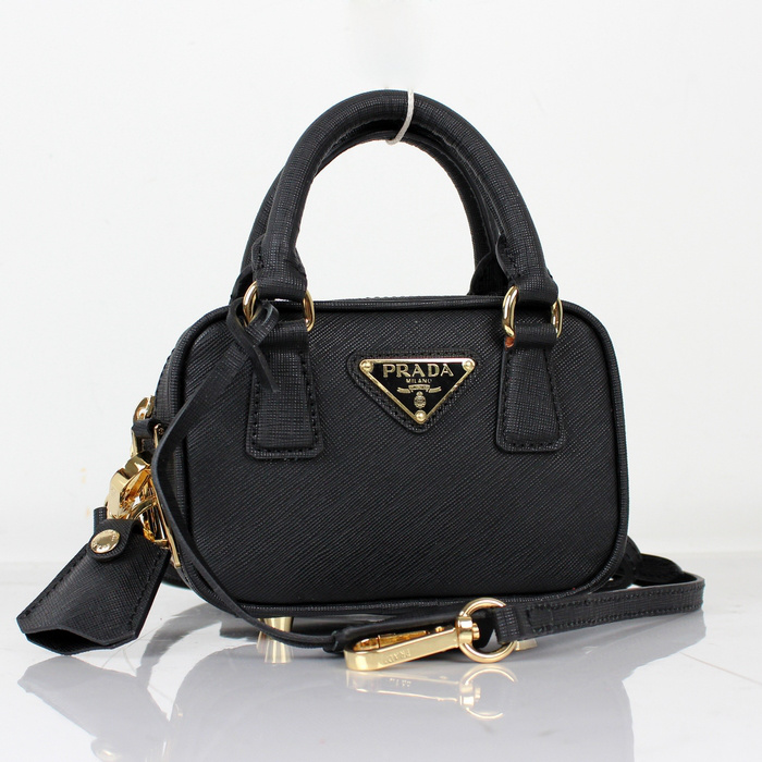 Prada Saffiano Leather Mini Tote Bag BL0705 in Black