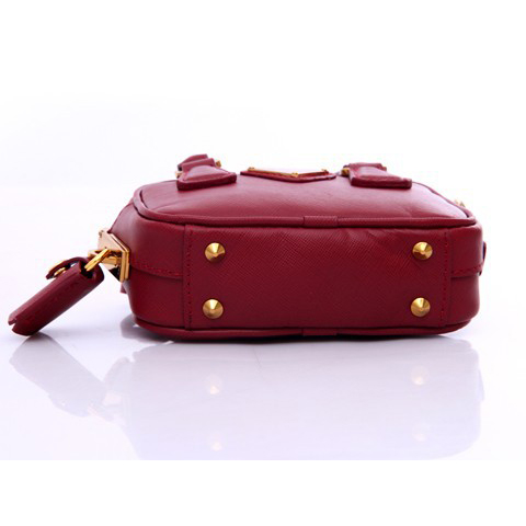 Prada Saffiano Leather Mini Tote Bag BL0705 in Claret