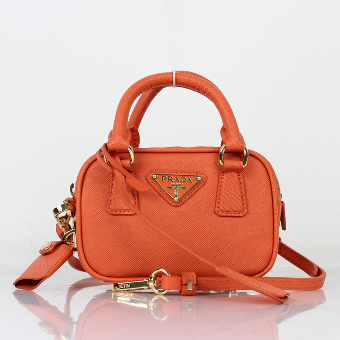 Prada Saffiano Leather Mini Tote Bag BL0705 in Orange