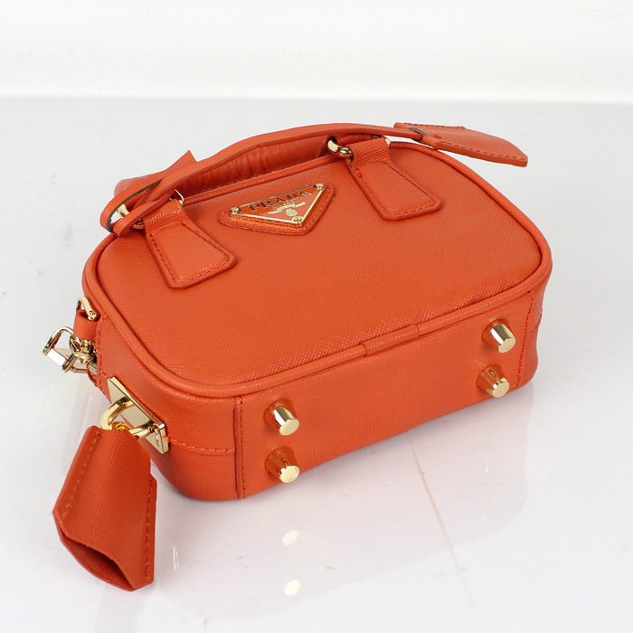 Prada Saffiano Leather Mini Tote Bag BL0705 in Orange