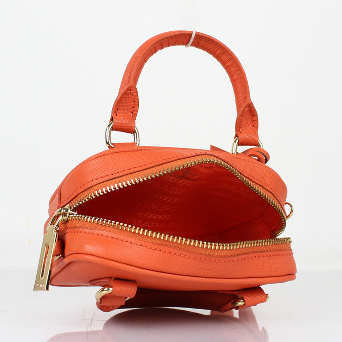 Prada Saffiano Leather Mini Tote Bag BL0705 in Orange