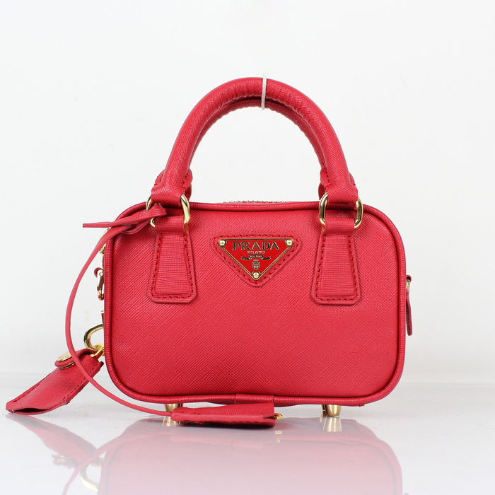 Prada Saffiano Leather Mini Tote Bag BL0705 in Red