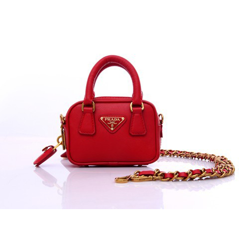 Prada Saffiano Leather Mini Tote Bag BL0705 in Red