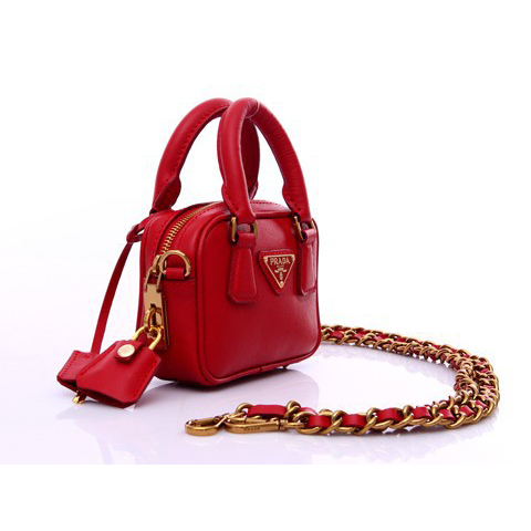 Prada Saffiano Leather Mini Tote Bag BL0705 in Red