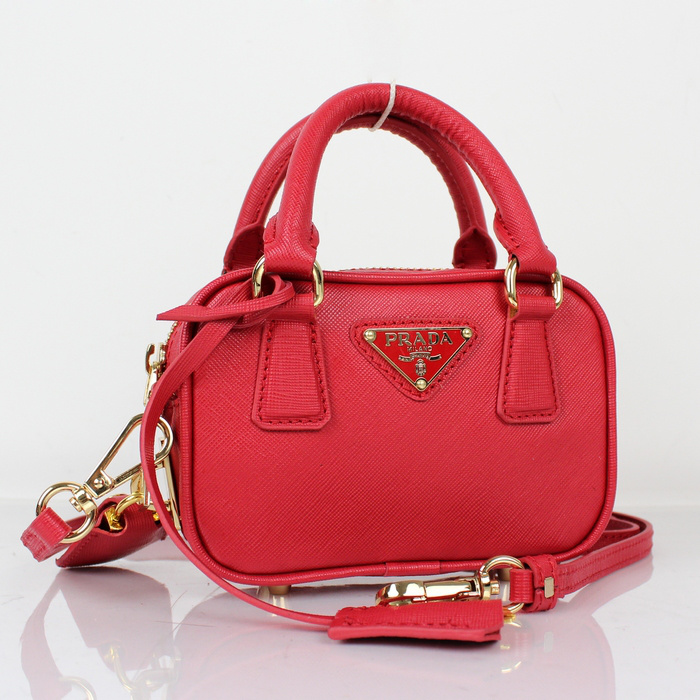 Prada Saffiano Leather Mini Tote Bag BL0705 in Red