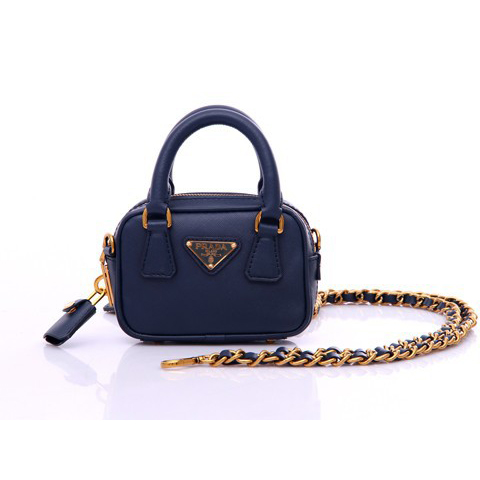 Prada Saffiano Leather Mini Tote Bag BL0705 in Royal blue