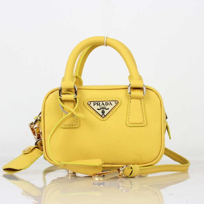 Prada Saffiano Leather Mini Tote Bag BL0705 in Yellow