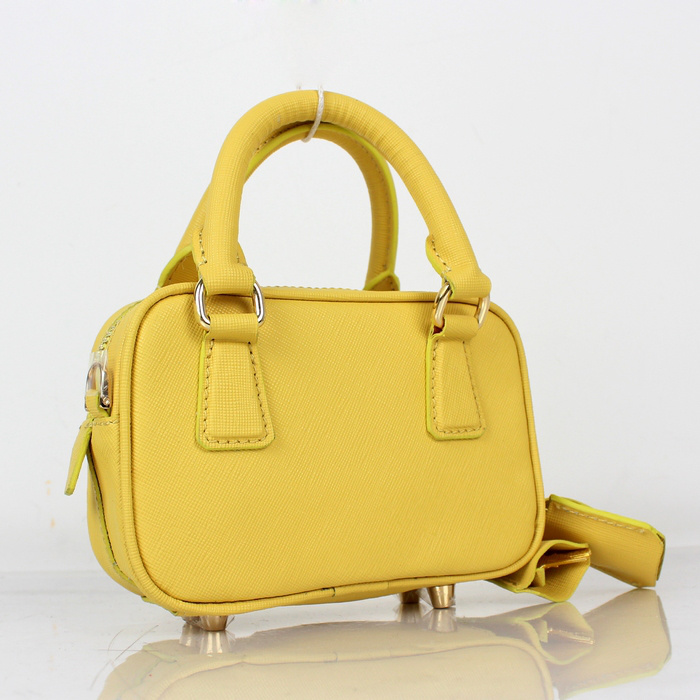 Prada Saffiano Leather Mini Tote Bag BL0705 in Yellow