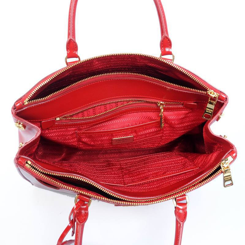 Prada Saffiano Patent Leather Tote Bag 1801 in Flame