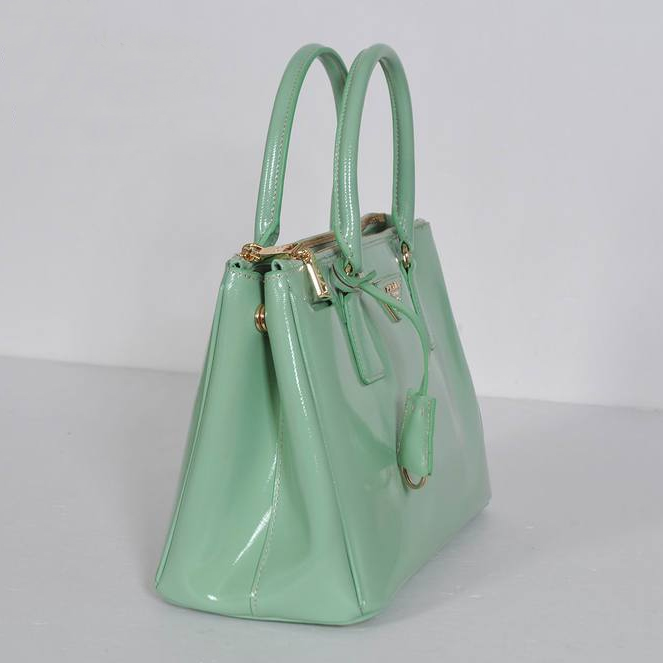 Prada Saffiano Patent Leather Tote Bag 1801 in Pale green